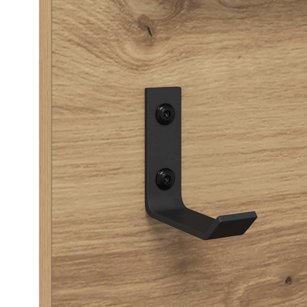 Wandmontierter Kleiderständer mit Regal Eiche handwerklich